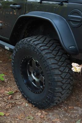 Black Jeep Flat Style Textured Finish Rear Fender Flares For 2018 -2023 Jeep Wrangler JL (Excludes Rubicon) Bushwacker
