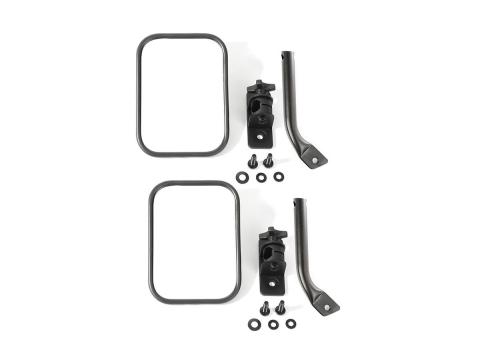 Stubby Trail Mirror Rectangular Pair Txt Blk 97-18 Jeep Wrangler JK Rugged Ridge