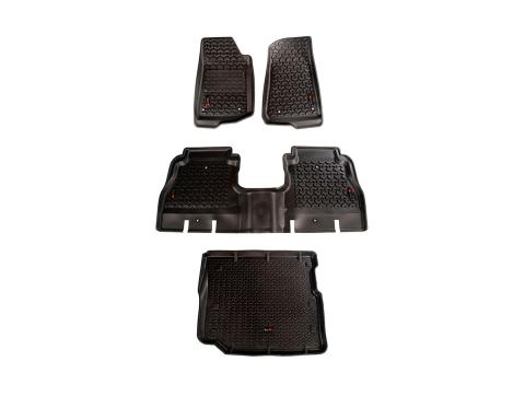 Floor Liner Front/Rear/Cargo Black 2018-2020 Jeep Wrangler Jl 4 Dr Rugged Ridge