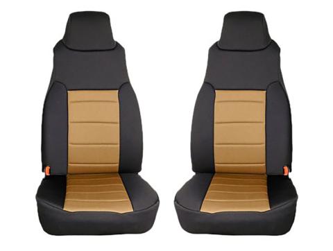 Seat Cover Kit Front Neoprene Tan 97-02 Jeep Wrangler TJ Rugged Ridge