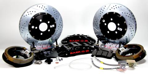 Brake System 14 Inch Rear Extreme+ with Park Brake Black Ford 9 Inch Big Bearing 5 on 4.5 BAER Brakes