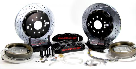 Brake System 13 Inch Rear Pro+ w/Park Brake Black Ford 9 Inch 5 on 4.5 Big Bearing BAER Brakes