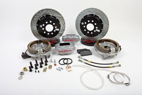 Brake System 13 Inch Rear SS4+ w/Park Brake Silver Ford 9 Inch Big Bearing 5 on 4.5 BAER Brakes