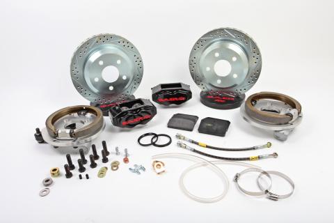 Brake System 12 Inch Rear SS4 with Park Brake Black Ford 9 Inch Big Bearing 5 on 5 BAER Brakes