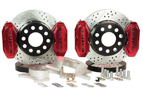 Brake System 11 Inch Rear SS4+ Deep Stage 4-Caliper Fire Red Ford 9 Inch Torino Bearing BAER Brakes