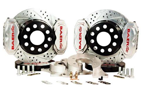 Brake System 11 Inch Rear SS4+ 1.375 Inch Pistons Deep Stage 4-Caliper Clear Ford 9 Inch Small Bearing BAER Brakes