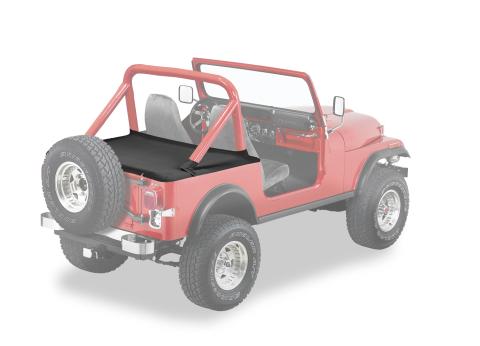 Cargo Deck Covers For Jeep 1980-1986 CJ7 Supertop Bows Folded Down, No Belt Rail Channels Black Denim Bestop