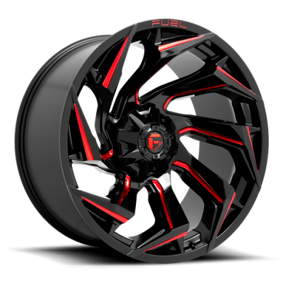 Aluminum Wheels 18X9 Reaction D755 8 On 165.1 Gloss Black Milled Red Tint 125.1 Bore 1 Offset Fuel Off Road Wheels