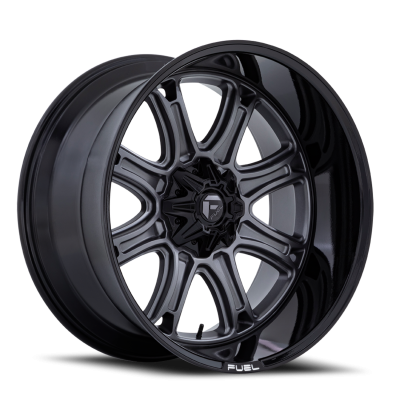 Aluminum Wheels 22X9 Darkstar FC853AB 8 On 170 Matte Gunmetal Gray/Black Lip 125.1 Bore 1 Offset Fuel Off Road Wheels