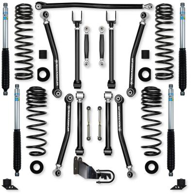 3.5 Inch Adventure X No Limits Mid-Arm Suspension System for Jeep Wrangler JLU 4XE Models With Bilstein Shocks Rock Krawler