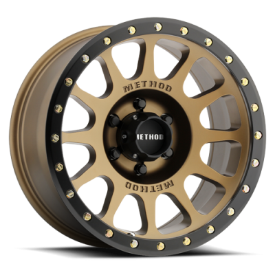 Aluminum Wheels 18x9 NV MR305 Bolt Pattern 6 On 139.7 Offset -12 Lip Size 1.46 Method Bronze BRZ Black Street Loc Method