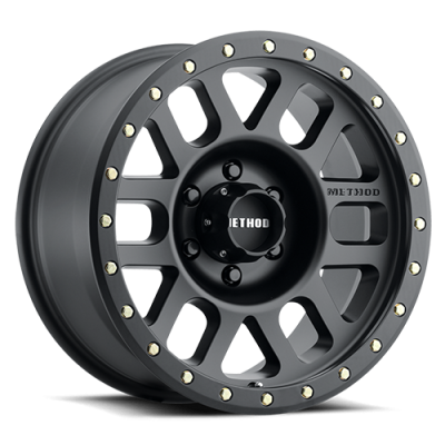 Aluminum Wheels 17x8.5 Grid MR309 Bolt Pattern 6 On 139.7 Offset 0 Lip Size 1.61 Titanium GY Black Street Loc Method