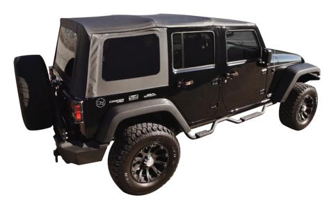 Black OEM Replacement Soft Top for 2007-09 JK Wrangler w/ 4-Full Steel Doors RT Off Road