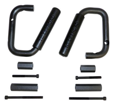 Grab Handle Set 2007-2018 JK Wrangler 2 Steel Handles w/Rubberized Plastic Grips Front And Rear Black RT Off Road