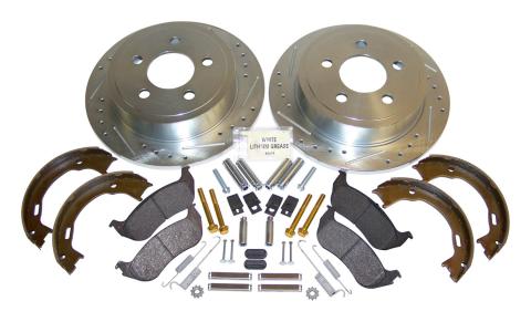 Rear Performance Brake Kit for Jeep TJ, KJ, Drilled & Slotted Rotors & Hardware RT Off Road