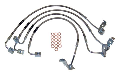 Stainless Steel Brake Hose Kit for 07-10 Jeep JK Wrangler w/ Up to 6 inch Lift RT Off Road