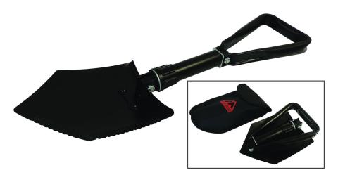 Shovel Collapses To 9 Inch From 23 Inch For Portable Stowage Black Powder Coat Finish Serrated Edge For Cutting RT Off Road