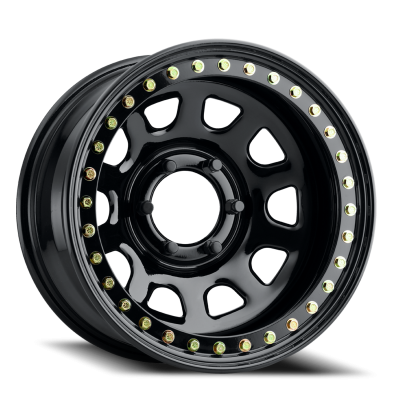 Aluminum Wheels 17x9.5 Black Daytona RT51 Gloss Black Beadlock -38 Offset 8 on 165.1 Bolt Pattern 130.81 Bore Raceline