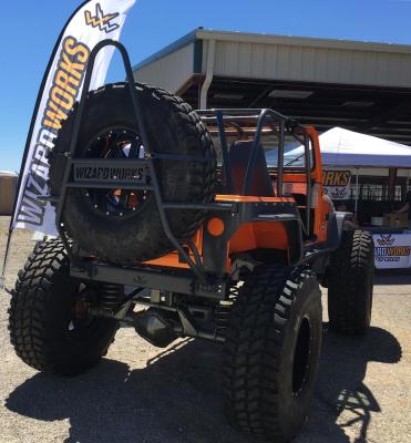 Jeep Rear Bumper and Swing Down Tire Carrier Bare Steel For 76-87 Jeep CJ7 Wizard Works Offroad