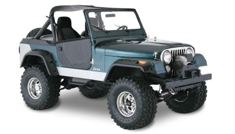 Black Jeep Cutout Style Textured Finish 4-Piece Fender Flare Set For 1956-1986 Jeep CJ5, CJ5A, CJ6, CJ6A, CJ7, Willys Bushwacker