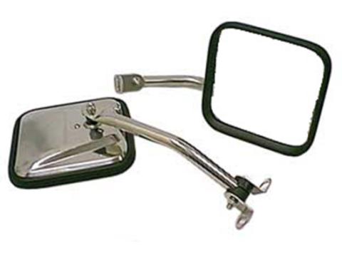 Door Mirror Kit CJ-Style Stainless Steel 87-95 Jeep Wrangler YJ Rugged Ridge