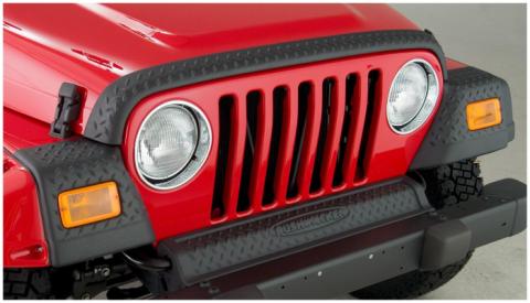 Black Trail Armor Hood Stone Guard And Front Corners For 1997-2006 Jeep Wrangler, 4pc Set Bushwacker