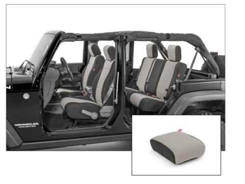 Jeep Wrangler Neoprene Seat Covers Front And Rear with Free Center Console Cover for 11-12 Wrangler Unlimited JK GunMetal Gray