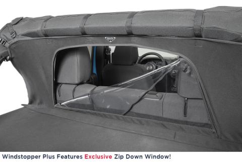 Jeep JK Combo For Soft Top Equipped Cable Style Bimini Top Plus 07-09 Wrangler JK 4 Door w/s Header Includes Conversion Kit WindStopper Plus and Tonneau MasterTwill MasterTop