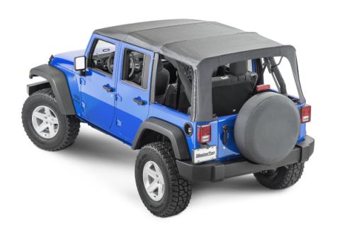Jeep JK Replacement Top No Doorskins Tinted Glass For 10-18 Jeep Wrangler JK 4 Door Black Diamond MasterTop