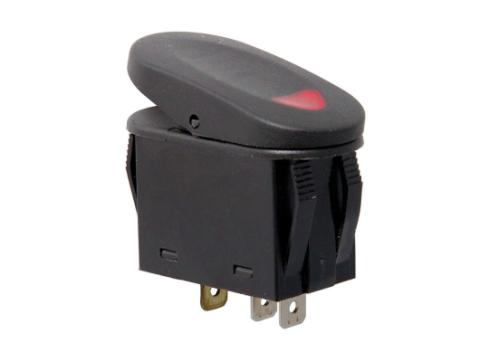 This Black 2-position Rocker Switch from Rugged Ridge Has a Red Indicator Light. Rugged Ridge