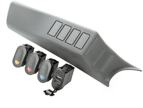 Switch Pod Kit A-Pillar 3 Switch Dual USB Connector 07-10 Wrangler Rugged Ridge