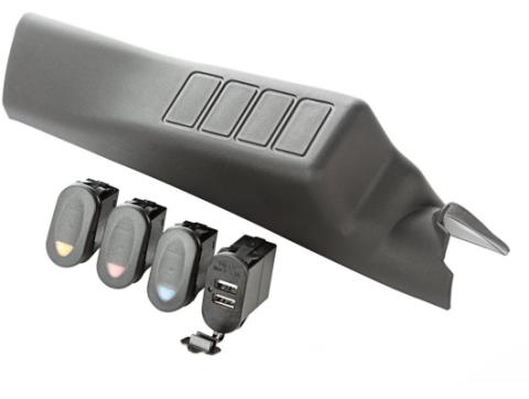 Switch Pod Kit A-Pillar 3 Switch Dual USB Connector 11-18 JK/JKU Rugged Ridge