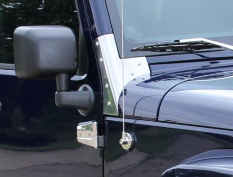 Jeep JK Windshield Supports Pair 07-18 Wrangler JK Polished Silver Kentrol