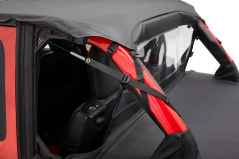 Jeep Wrangler Bikini Top Header Safari Cable Style Bikini Tops For Jeep 2018-2023 Wrangler JL 4 Door Black Diamond Bestop