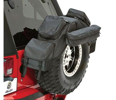 RoughRider Spare Tire Organizer For Jeep 1987-1995 Wrangler YJ Spare Tire Size 38-40 Inch Diameter Black Diamond Bestop