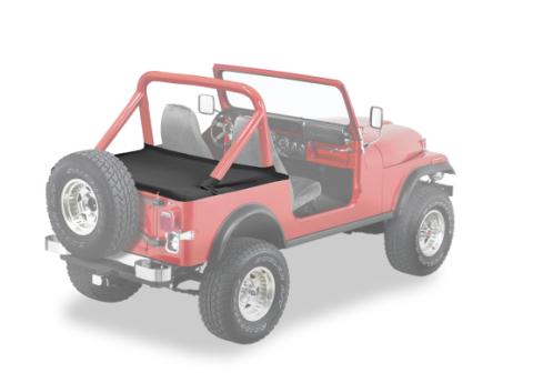 Cargo Deck Covers For Jeep 1980-1986 CJ7 Supertop Bows Folded Down, No Belt Rail Channels Black Denim Bestop