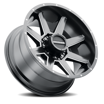 Aluminum Wheels 22x10 Stryker 954M Milled-Dimples Satin Black -19 Offset 8 on 180 Bolt Pattern 124.2 Bore Raceline