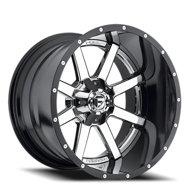 Aluminum Wheels 20X12 Maverick D260 8 On 180 Chrome/Gloss Black Lip 125.1 Bore -44 Offset Fuel Off Road Wheels