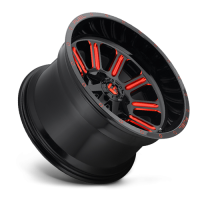 Aluminum Wheels 18X9 Hardline D621 6 On 135/6 On 139.7 Gloss Black/Candy Red 106.1 Bore 2 Offset Fuel Off Road Wheels
