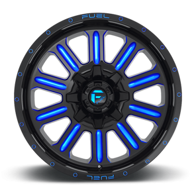 Aluminum Wheels 20X9 Hardline D646 8 On 165.1 Gloss Black/Candy Blue 125.2 Bore 1 Offset Fuel Off Road Wheels