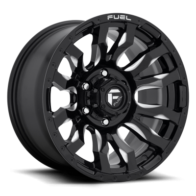 Aluminum Wheels 17X9 Blitz D673 6 On 135 Gloss Black Milled 87.1 Bore 1 Offset Multi Spoke Fuel Off Road Wheels