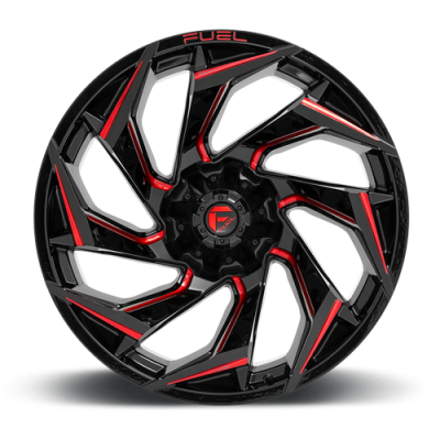 Aluminum Wheels 18X9 Reaction D755 8 On 165.1 Gloss Black Milled Red Tint 125.1 Bore -12 Offset Fuel Off Road Wheels