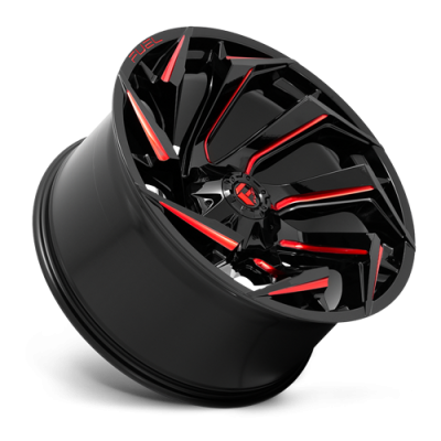 Aluminum Wheels 22X10 Reaction D755 8 On 165.1 Gloss Black Milled Red Tint 125.2 Bore -18 Offset Fuel Off Road Wheels