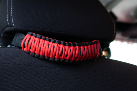 Head Rest Paracord Grab Handles Red Fishbone Offroad