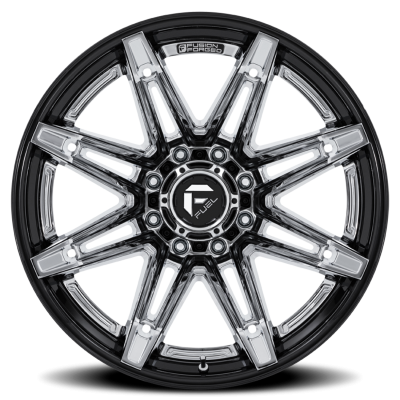 Aluminum Wheels 24X12 Brawl FC401PB 8 On 180 Chrome/Gloss Black Lip 124.2 Bore -44 Offset Fuel Off Road Wheels
