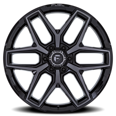 Aluminum Wheels 18X9 Flux 6 FC854BT 6 On 139.7 Gloss Black Brushed Gray Tint 106.1 Bore 30 Offset Fuel Off Road Wheels
