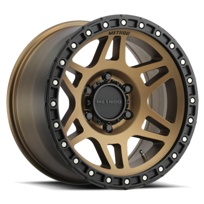 Aluminum Wheels 17x9 MR312 Bolt Pattern 6 On 139.7 Offset -12 Lip Size 0.91 Method Bronze BRZ Matte Black Lip Method