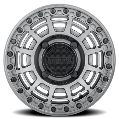 Aluminum Wheels 15x10 MR415 Beadlock UTV Bolt Pattern 4 On 156 Offset 25 Lip Size 2.09 Graphite GY Gloss Graphite Ring Method