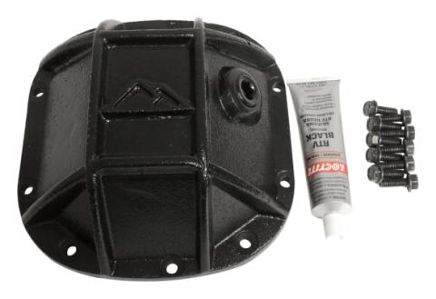 Differential Cover 2007-2018 JK Wrangler Front Axle 3/8 Inch Thick Forged Steel w/Ribs To Increase Strength; Semi-Gloss Black Powder Coat; w/Flanged Hex Bolts/Recessed Fill Plug/RTV; Dana 30 RT Off Road