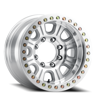 Aluminum Wheels 17x9.5 Monster Beadlock RT233 Machined Silver -32 Offset 8 on 165.1 Bolt Pattern 130.81 Bore Raceline
